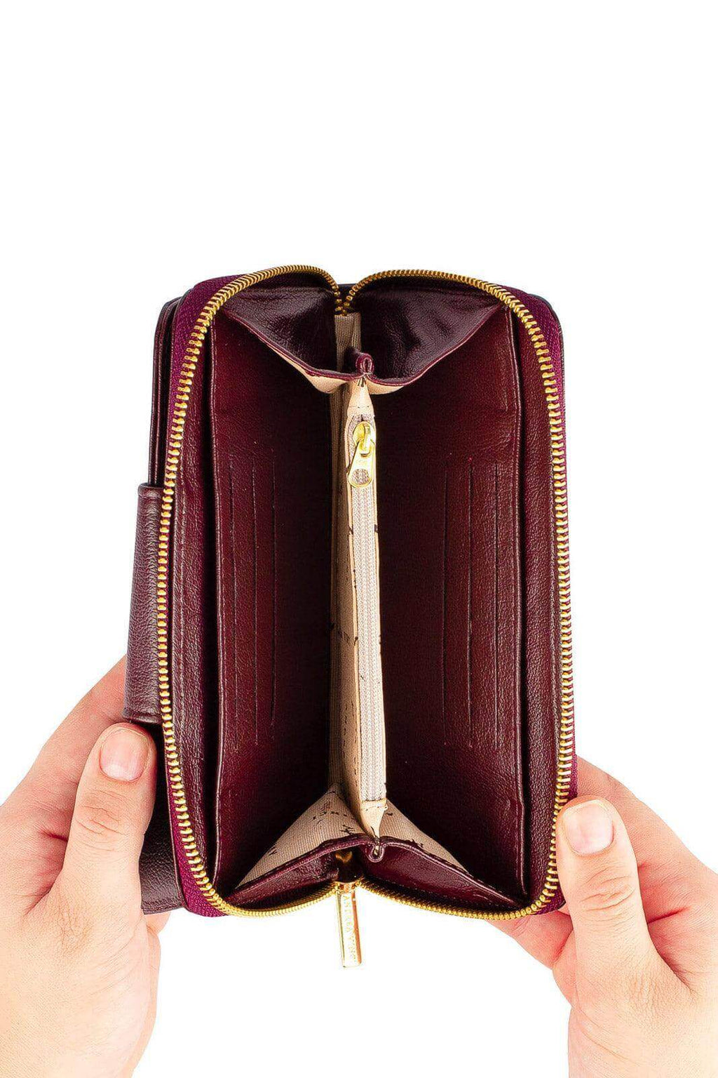 Carteira feminina de couro liso Cindy 9,5x19cm - Enluaze