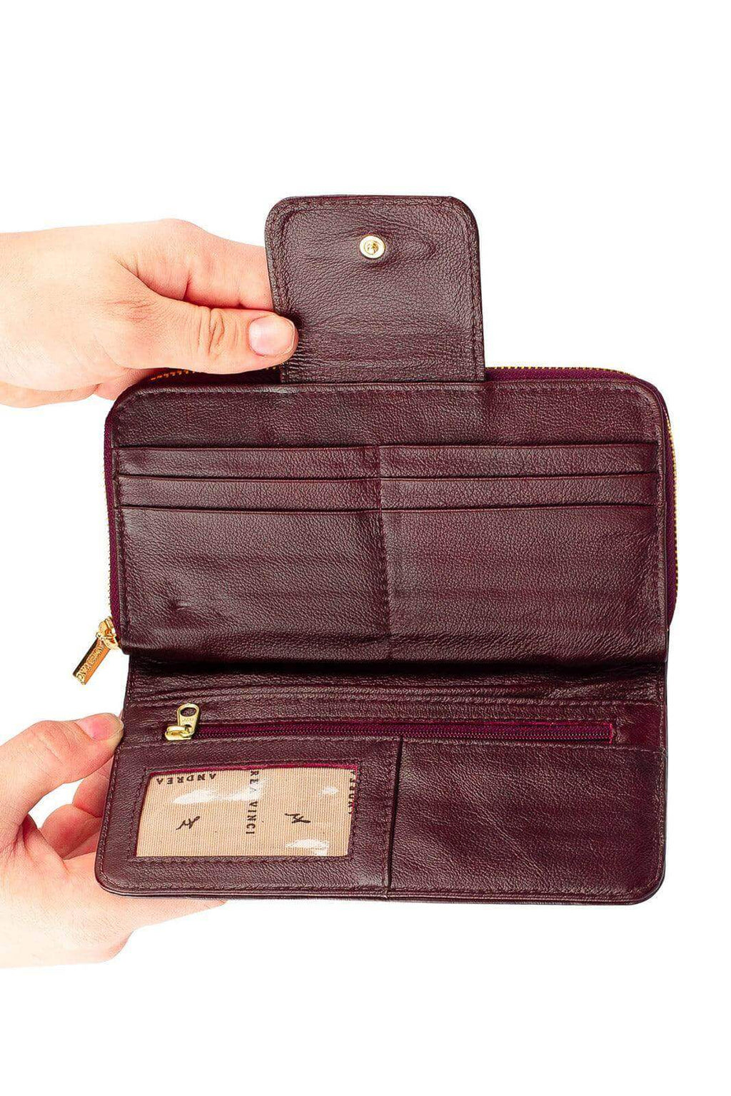 Carteira feminina de couro liso Cindy 9,5x19cm - Enluaze