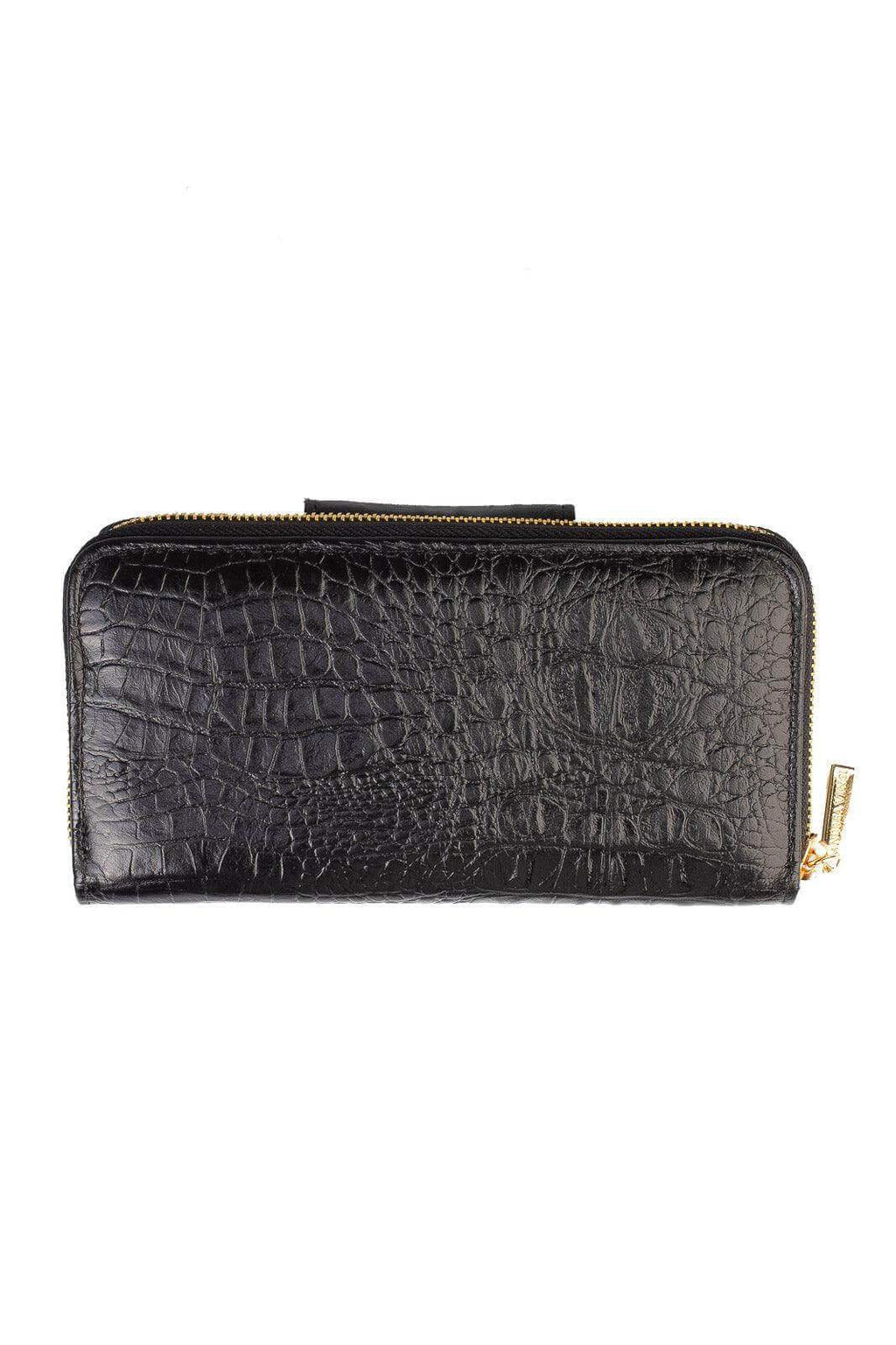 Carteira feminina de couro croco Cindy 9,5x19cm - Enluaze