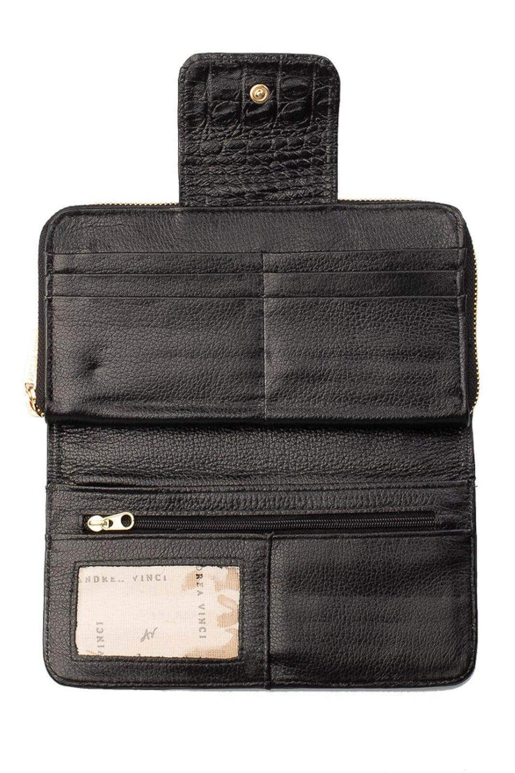 Carteira feminina de couro croco Cindy 9,5x19cm - Enluaze