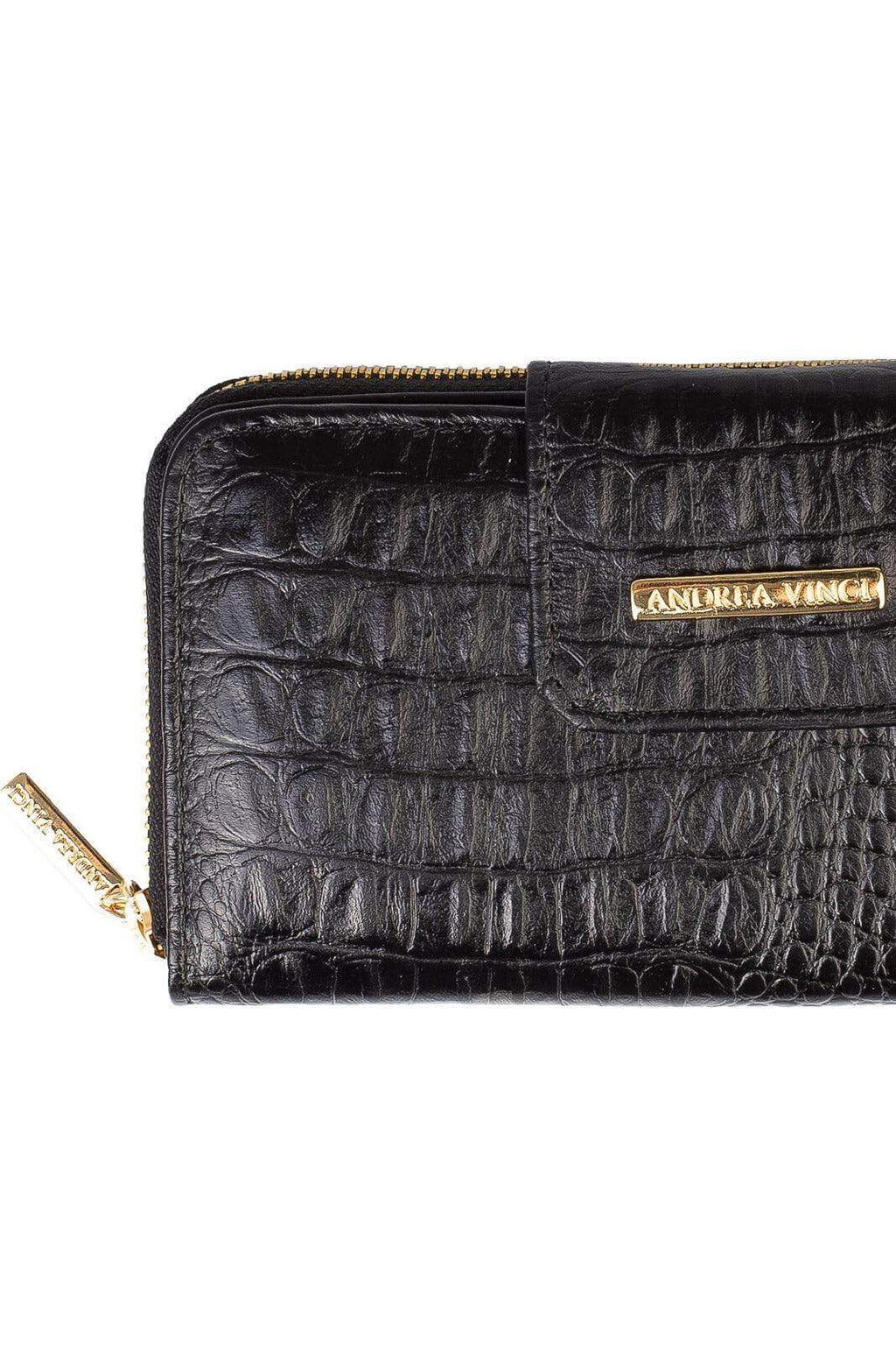 Carteira feminina de couro croco Cindy 9,5x19cm - Enluaze