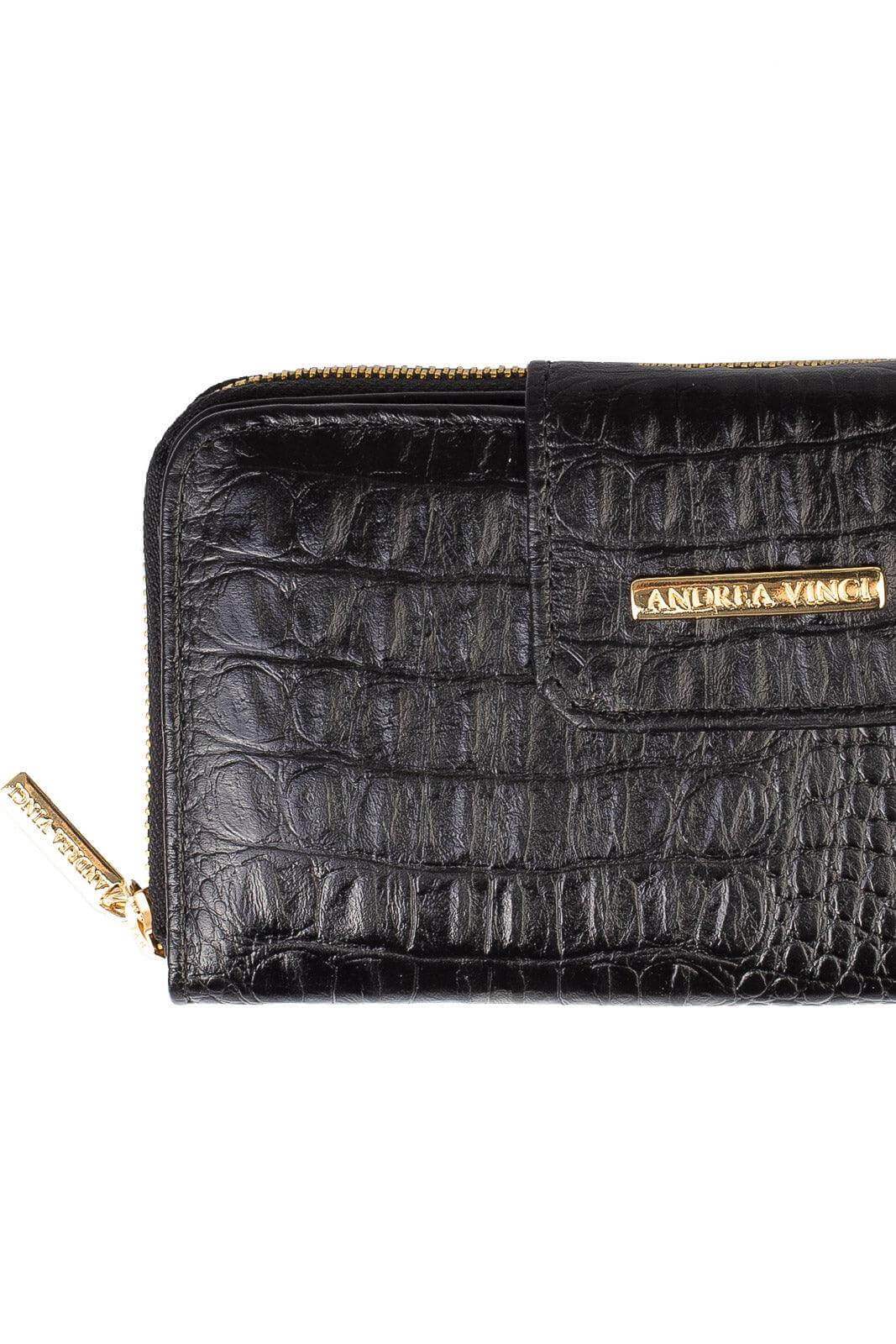 Carteira feminina de couro croco Cindy 9,5x19cm - Enluaze