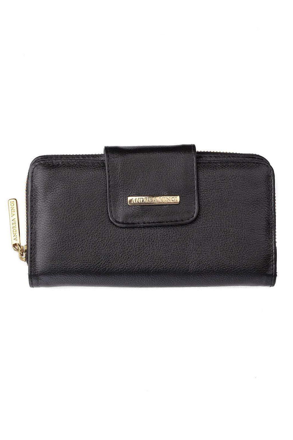 Carteira feminina de couro liso Cindy 9,5x19cm - Enluaze