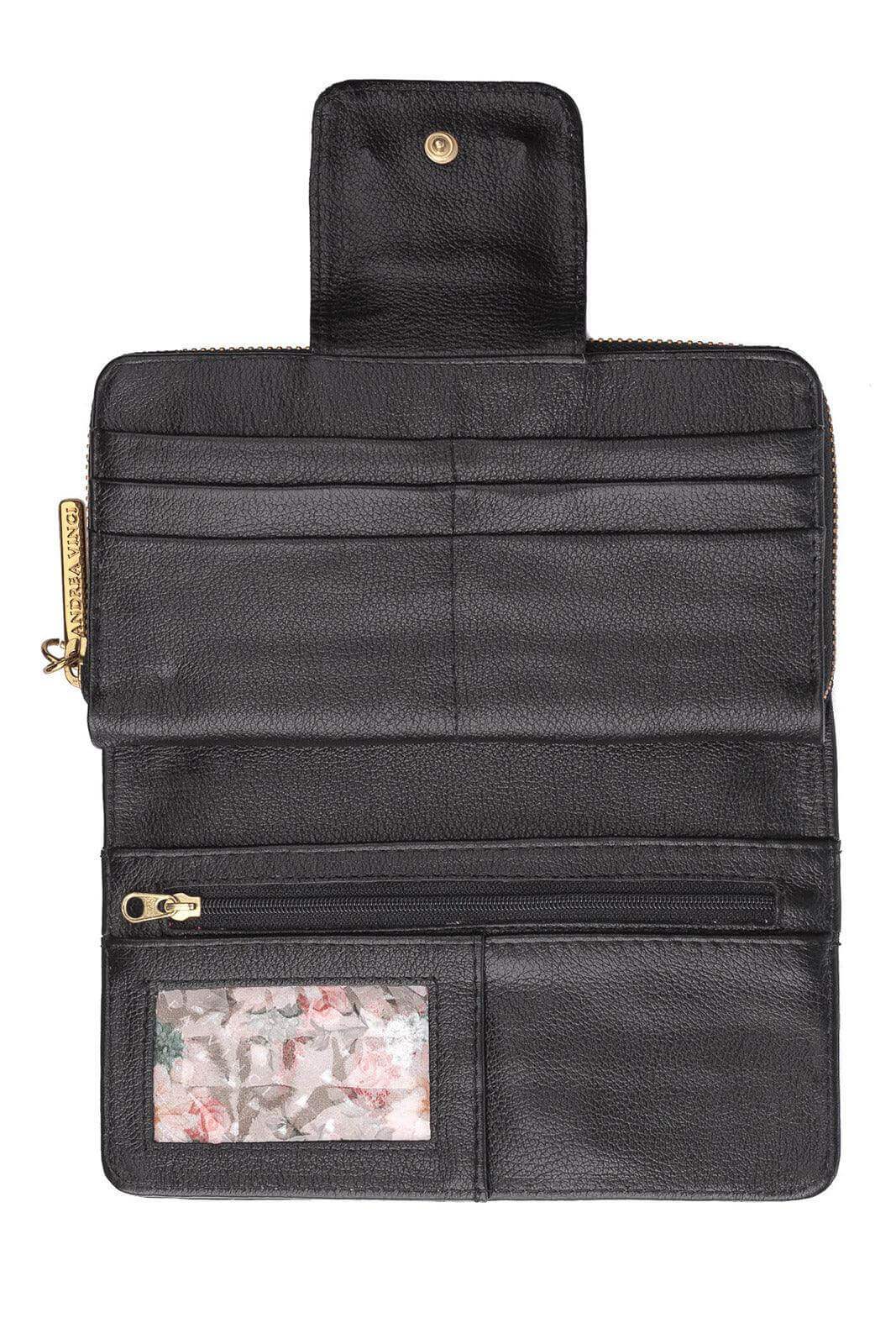 Carteira feminina de couro liso Cindy 9,5x19cm - Enluaze