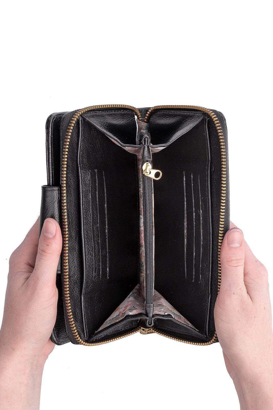 Carteira feminina de couro liso Cindy 9,5x19cm - Enluaze