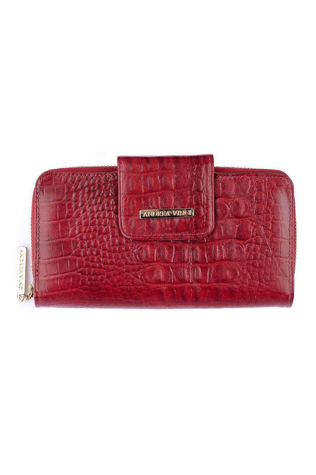 Carteira feminina de couro croco Cindy 9,5x19cm - Enluaze