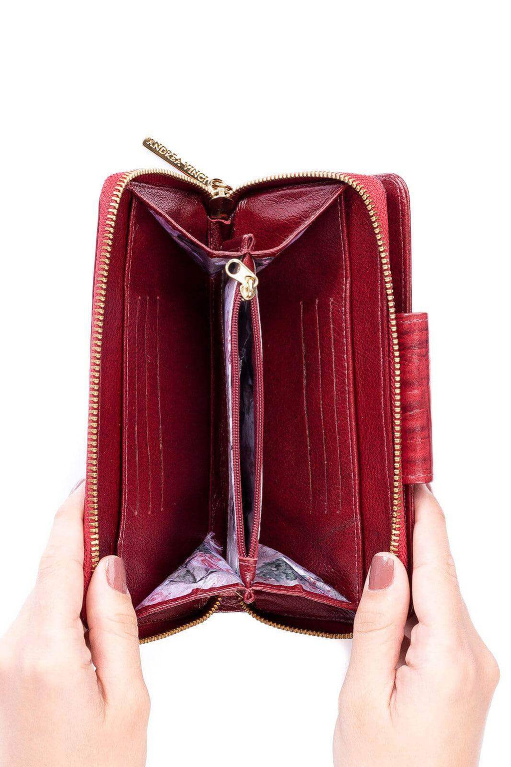 Carteira feminina de couro croco Cindy 9,5x19cm - Enluaze