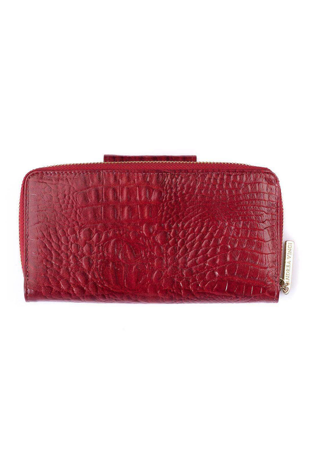 Carteira feminina de couro croco Cindy 9,5x19cm - Enluaze