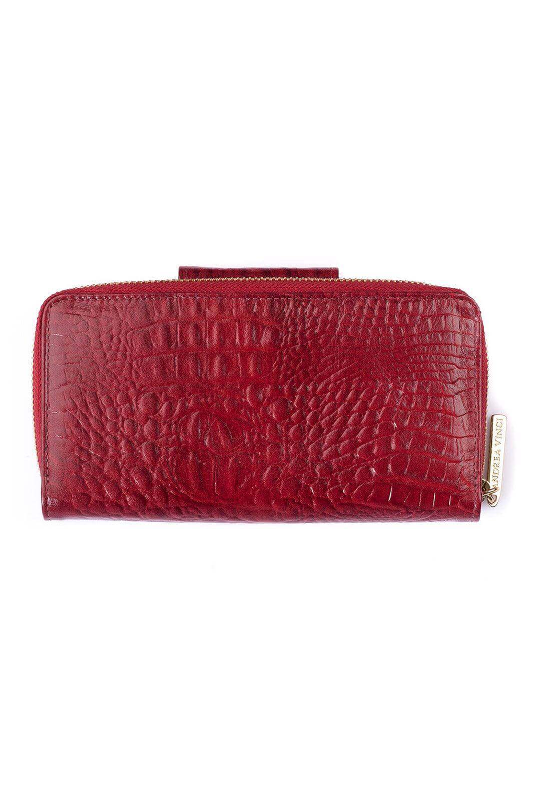 Carteira feminina de couro croco Cindy 9,5x19cm - Enluaze