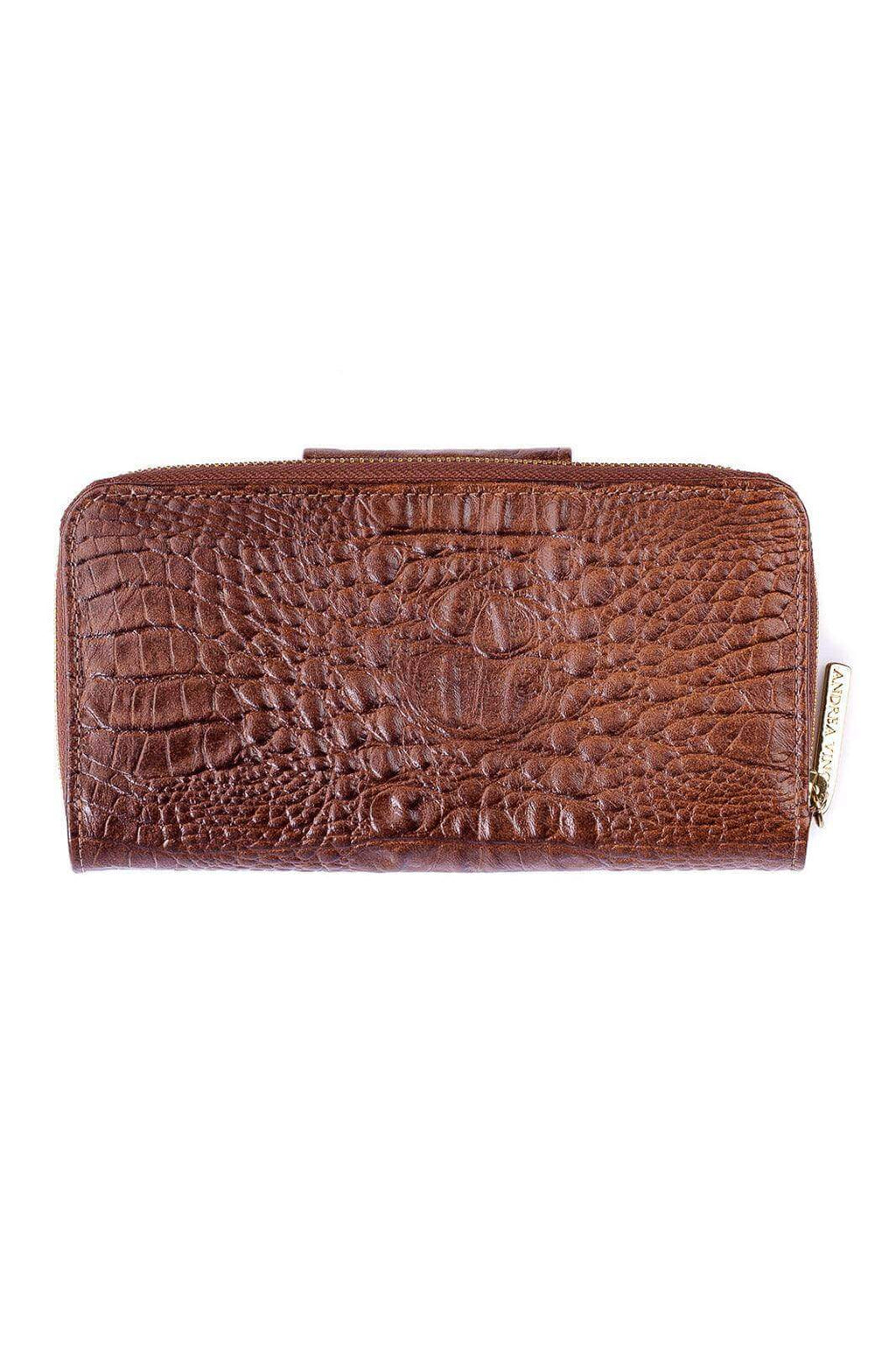 Carteira feminina de couro croco Cindy 9,5x19cm - Enluaze