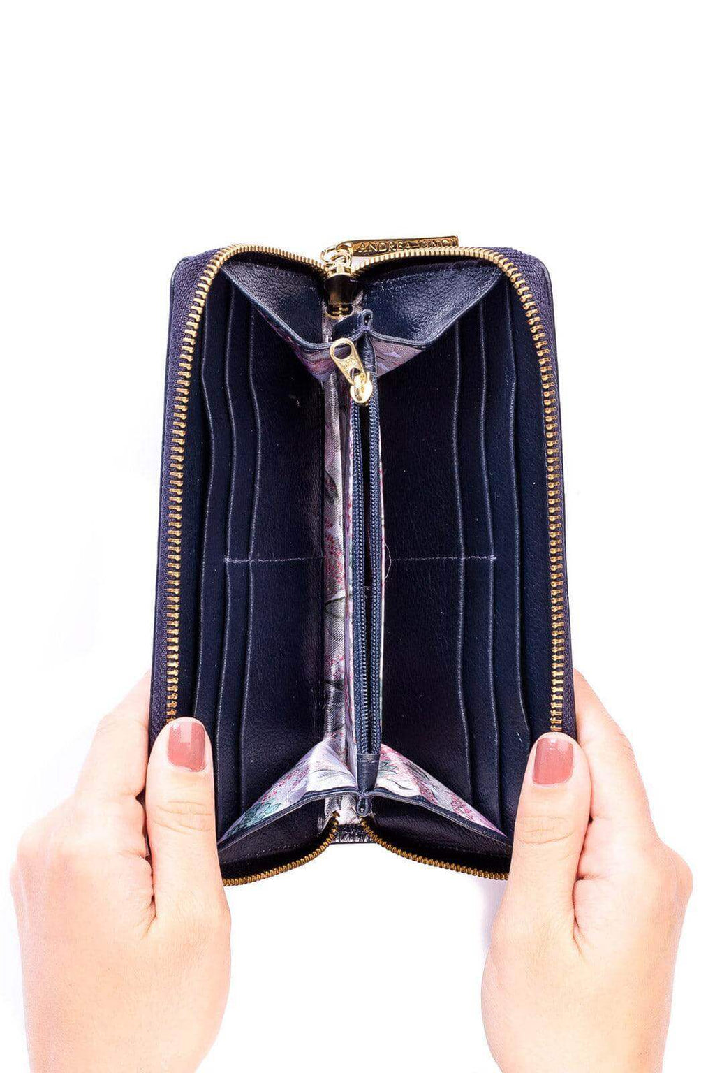 Carteira feminina de couro liso Bonny 10x19cm - Enluaze