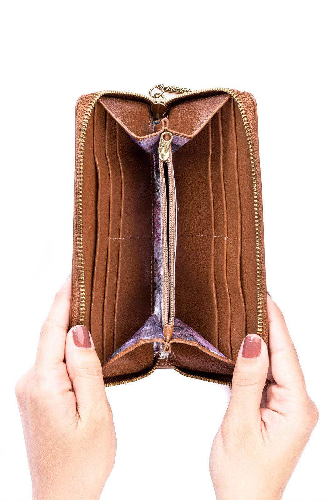 Carteira feminina de couro liso Bonny 10x19cm - Enluaze