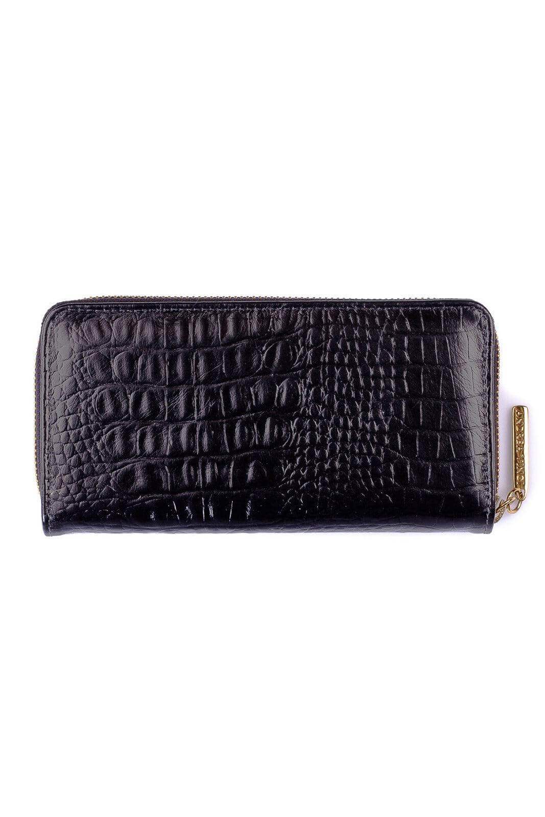 Carteira feminina de couro croco Bonny 10x19cm - Enluaze