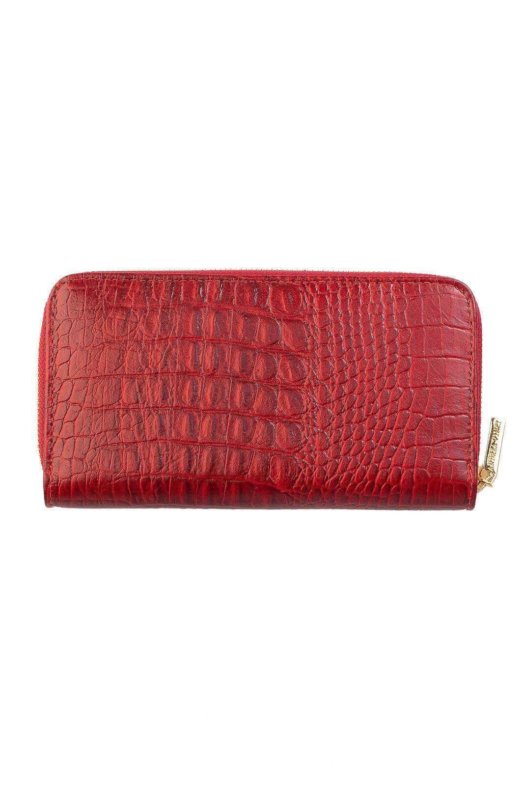 Carteira feminina de couro croco Bonny 10x19cm - Enluaze