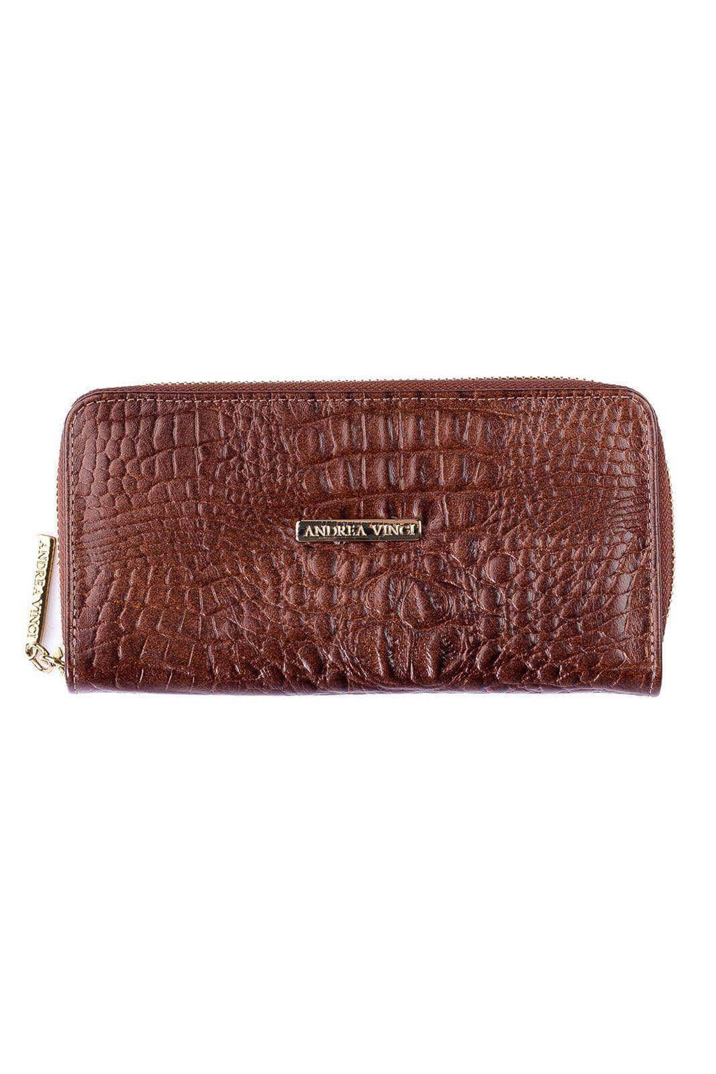 Carteira feminina de couro croco Bonny 10x19cm - Enluaze