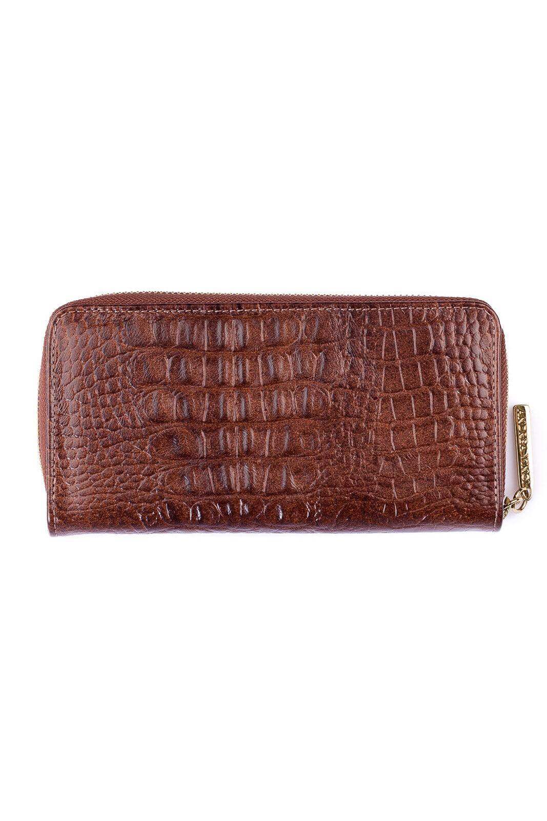 Carteira feminina de couro croco Bonny 10x19cm - Enluaze