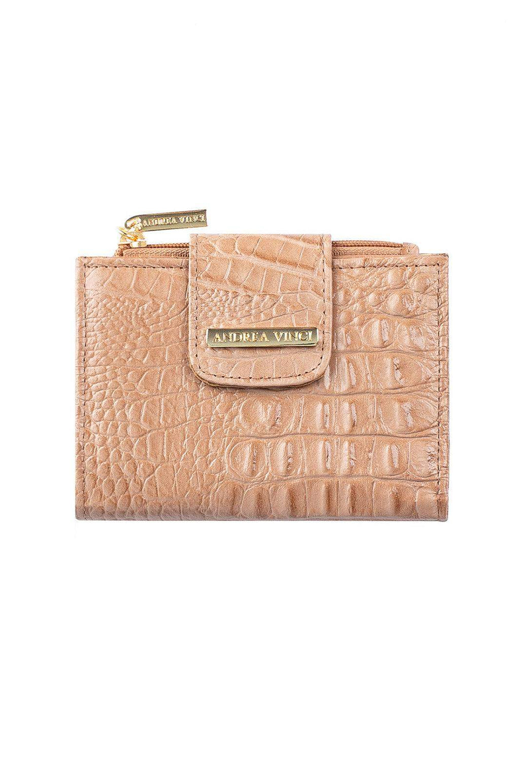 Carteira feminina de couro croco Linna 11x13cm - Enluaze