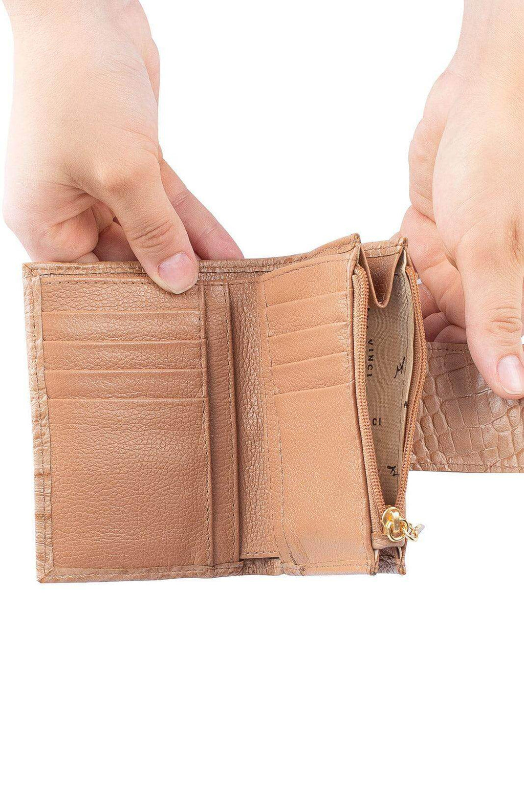 Carteira feminina de couro croco Linna 11x13cm - Enluaze