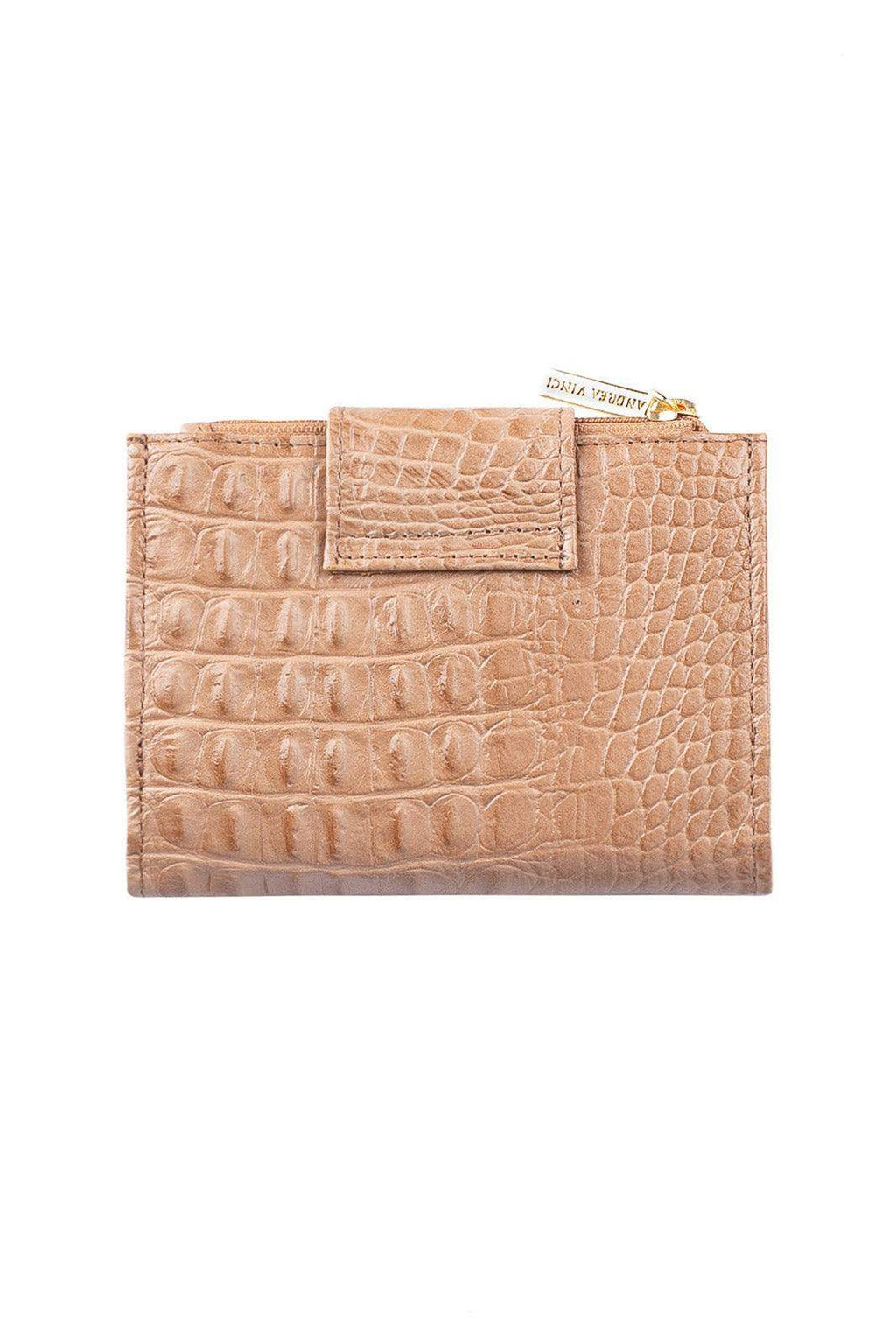 Carteira feminina de couro croco Linna 11x13cm - Enluaze