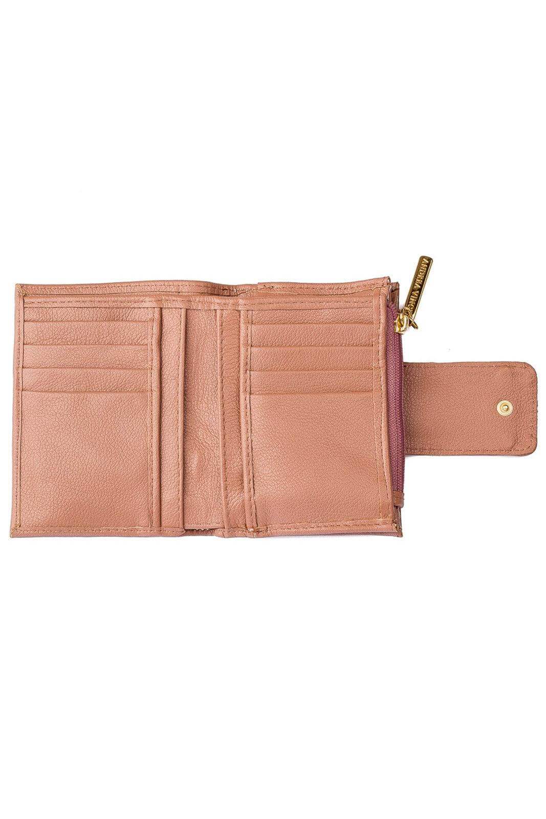 Carteira feminina de couro liso Linna 11x13cm - Enluaze