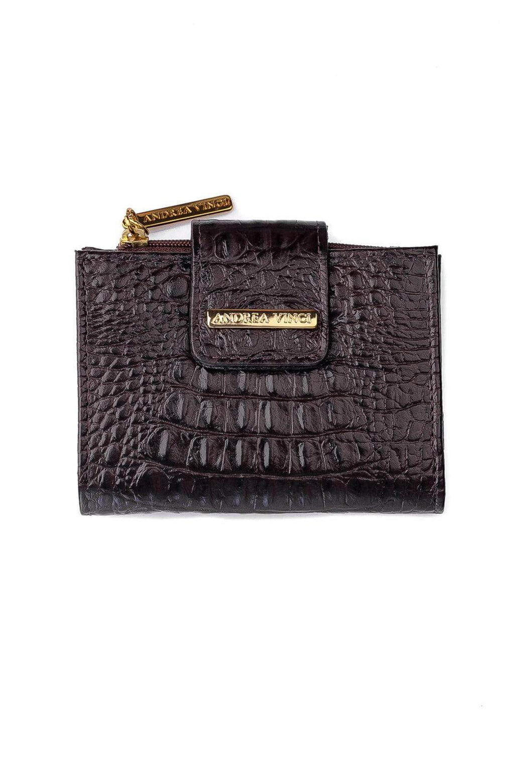 Carteira feminina de couro croco Linna 11x13cm - Enluaze