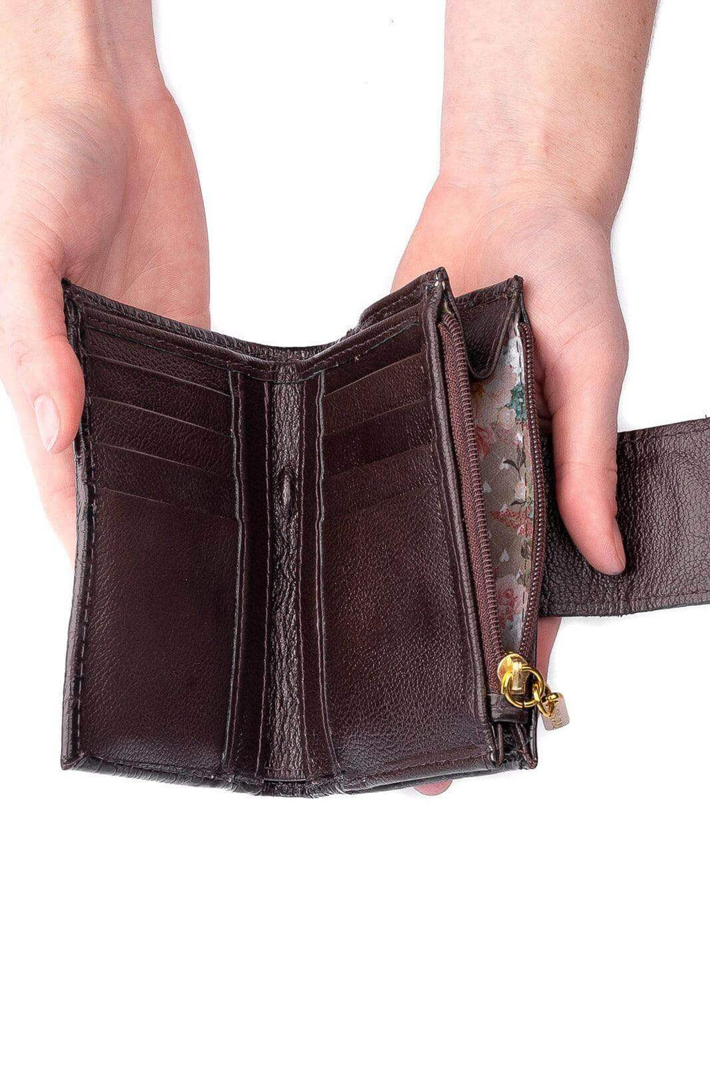 Carteira feminina de couro croco Linna 11x13cm - Enluaze