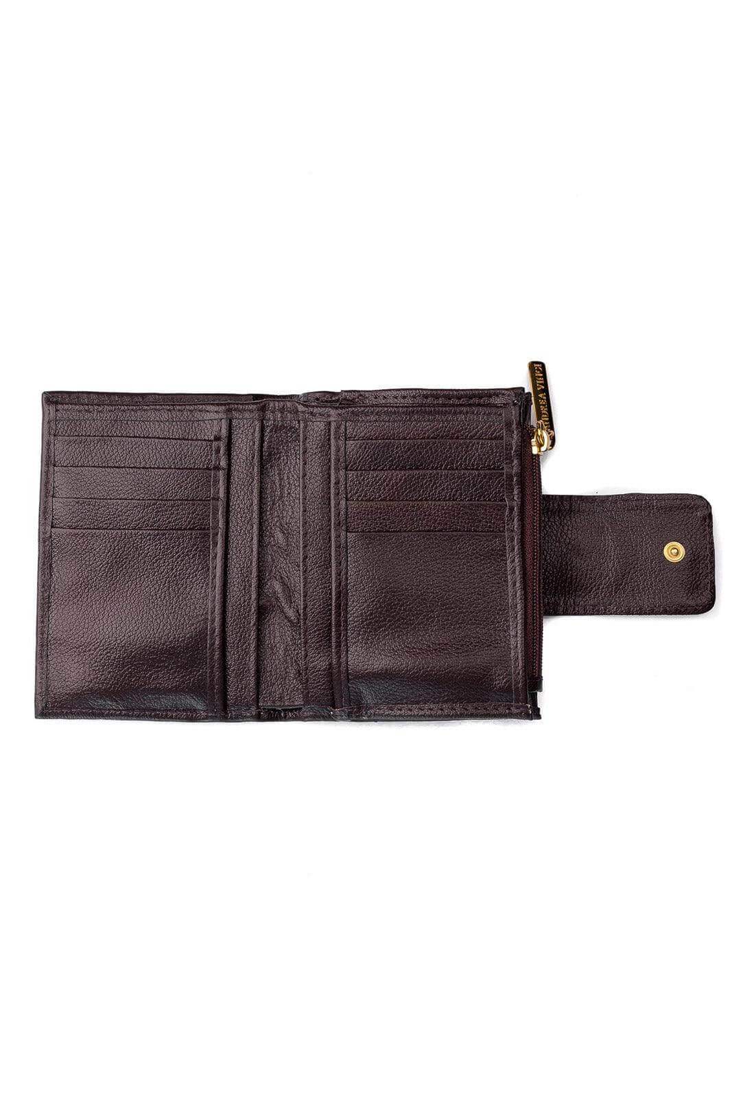 Carteira feminina de couro croco Linna 11x13cm - Enluaze