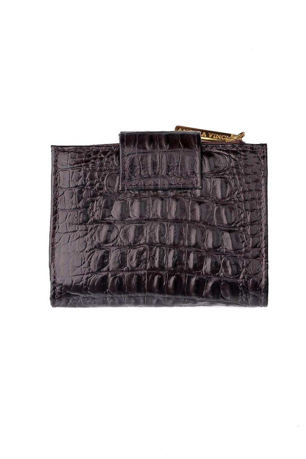 Carteira feminina de couro croco Linna 11x13cm - Enluaze