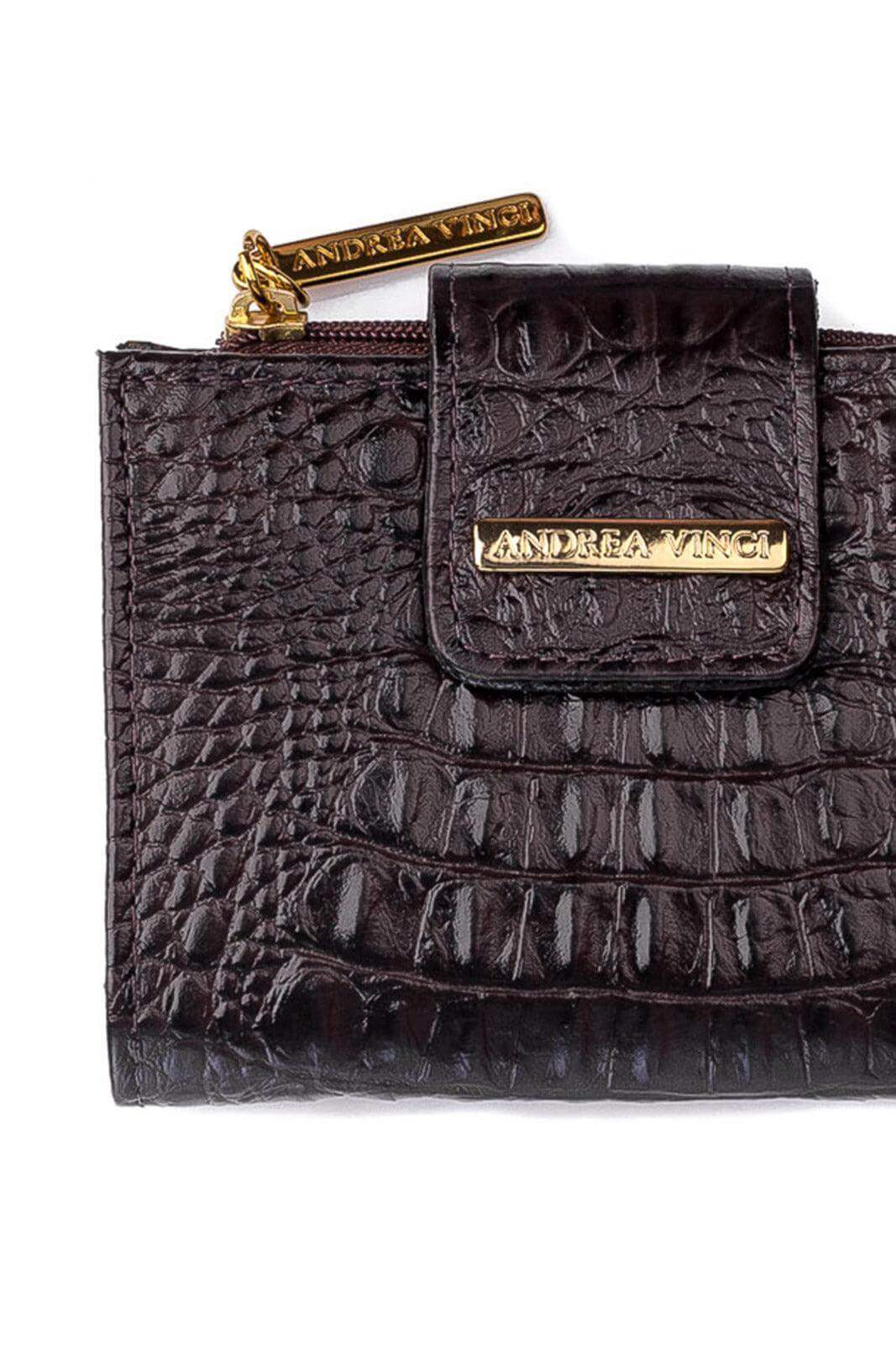 Carteira feminina de couro croco Linna 11x13cm - Enluaze