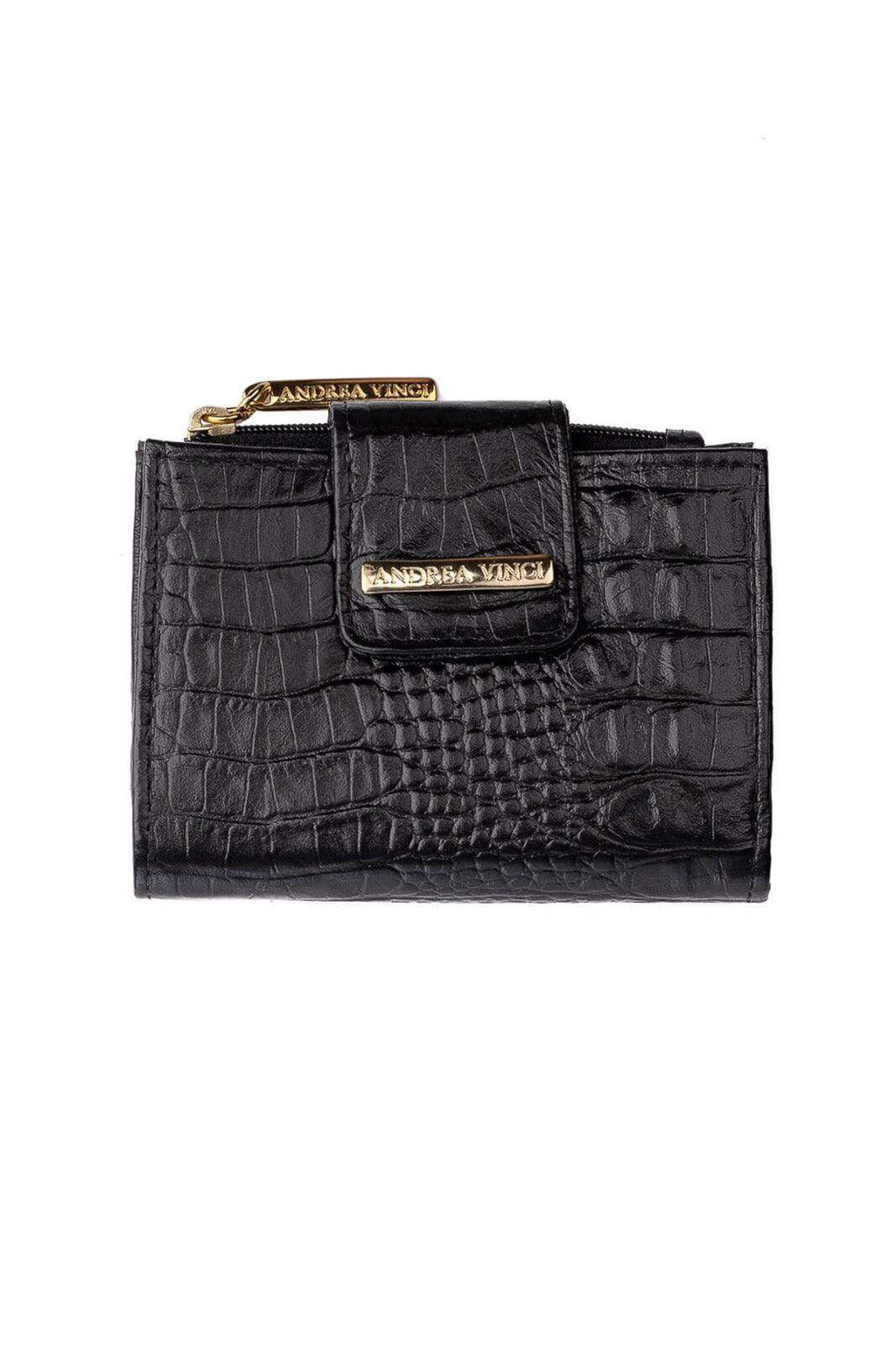 Carteira feminina de couro croco Linna 11x13cm - Enluaze