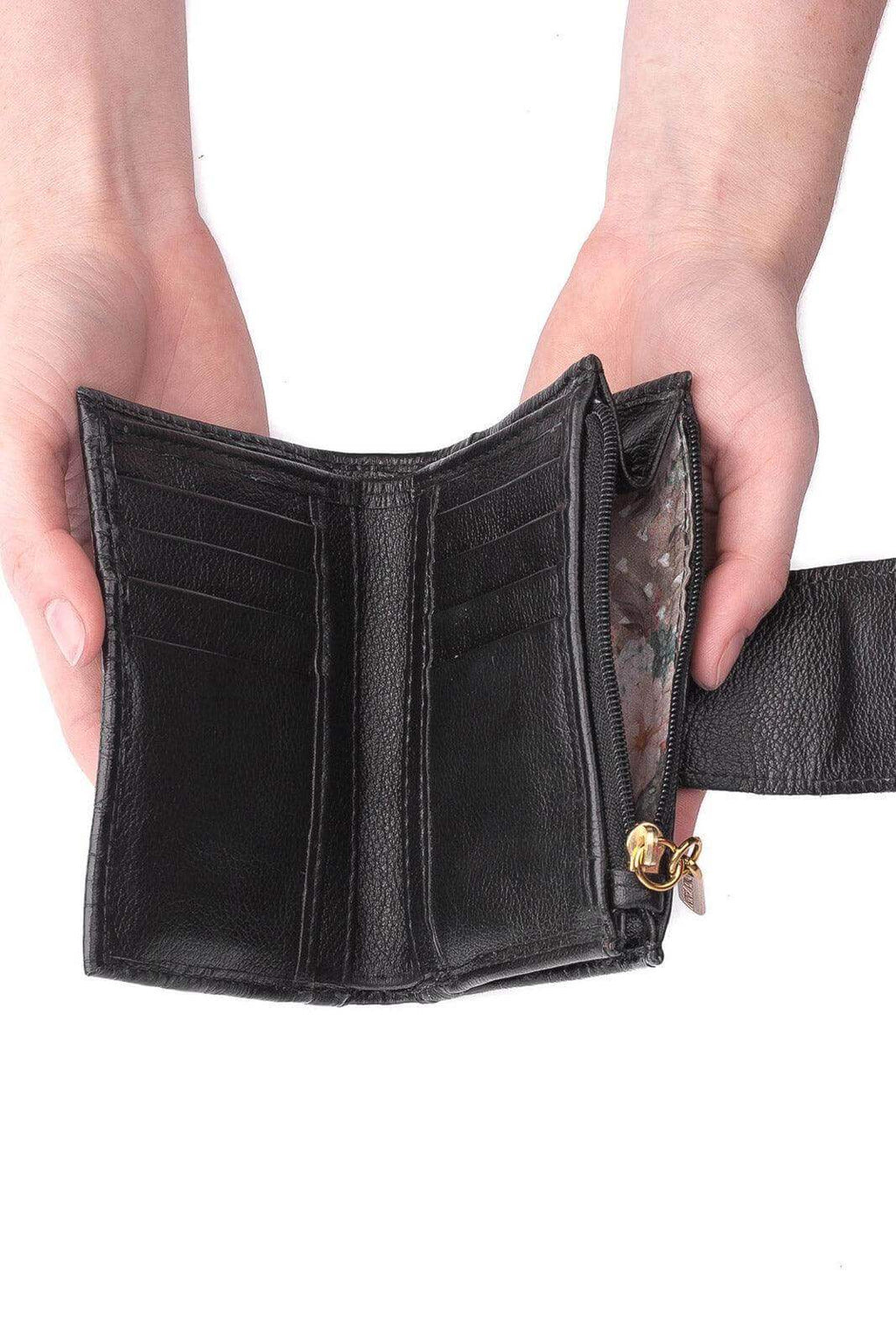 Carteira feminina de couro croco Linna 11x13cm - Enluaze