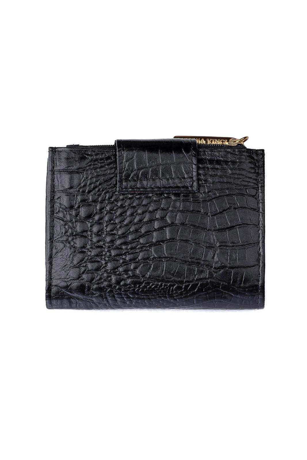 Carteira feminina de couro croco Linna 11x13cm - Enluaze
