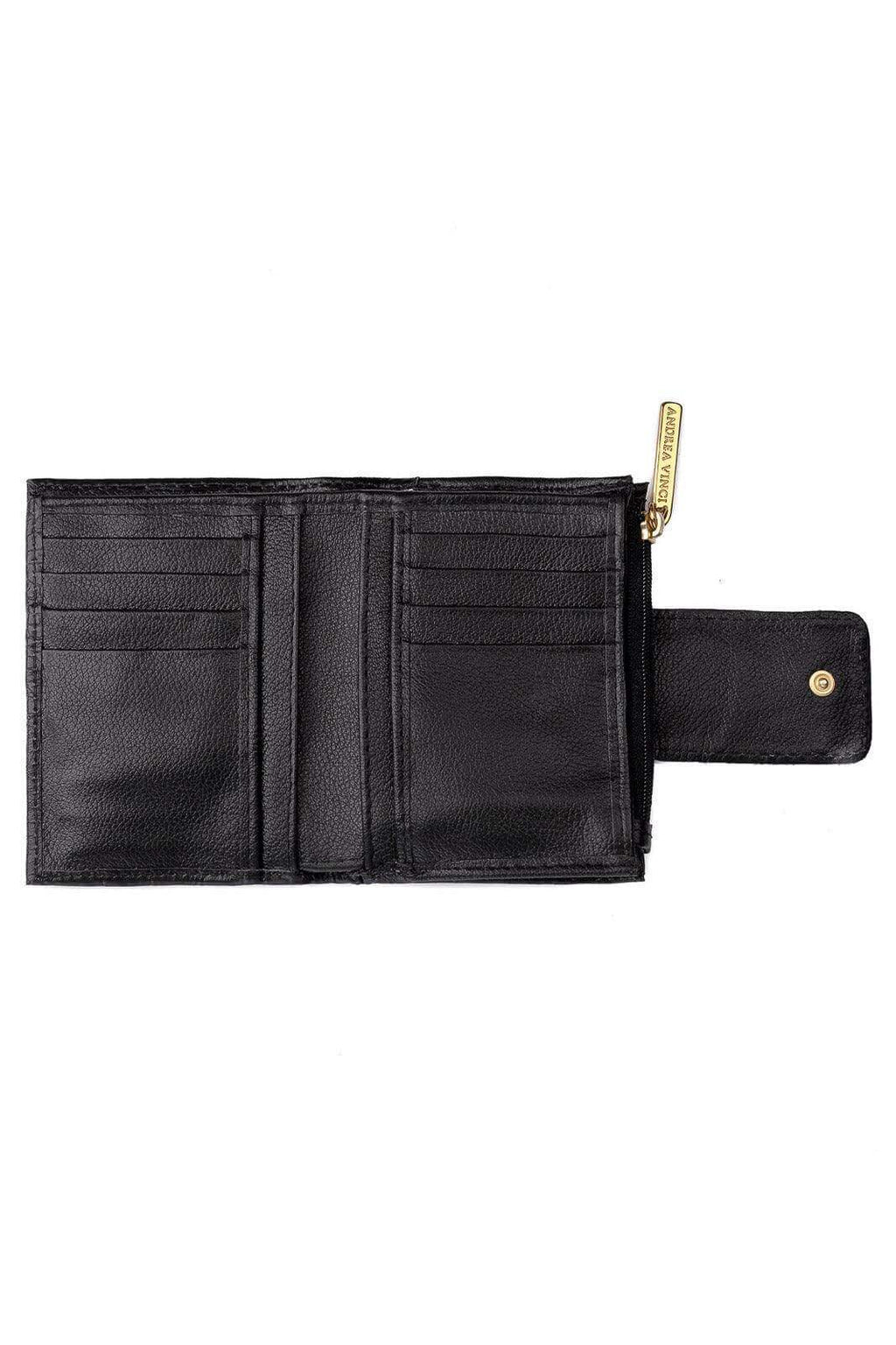 Carteira feminina de couro liso Linna 11x13cm - Enluaze