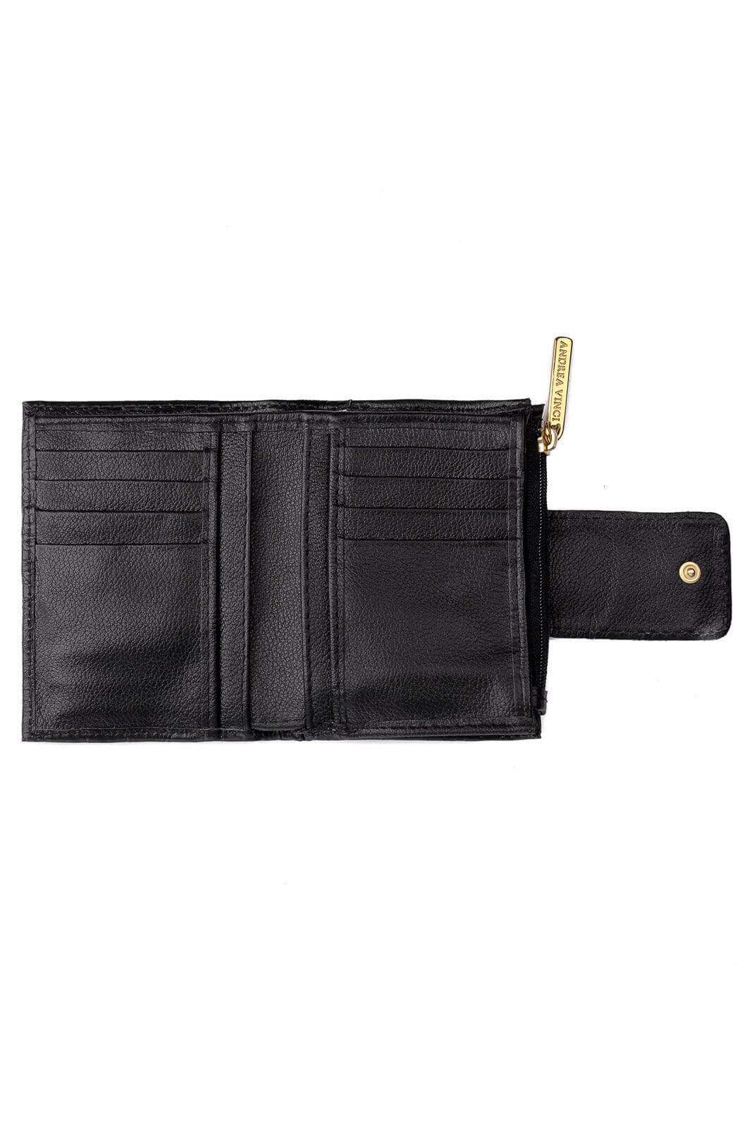 Carteira feminina de couro liso Linna 11x13cm - Enluaze