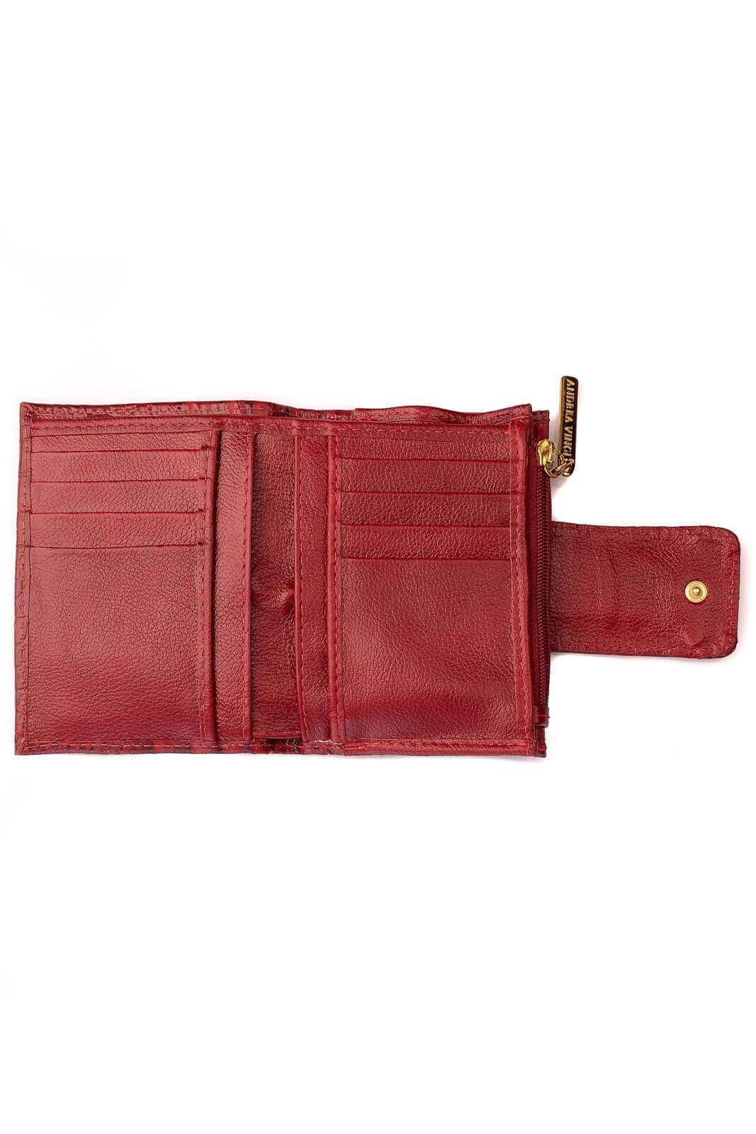 Carteira feminina de couro croco Linna 11x13cm - Enluaze