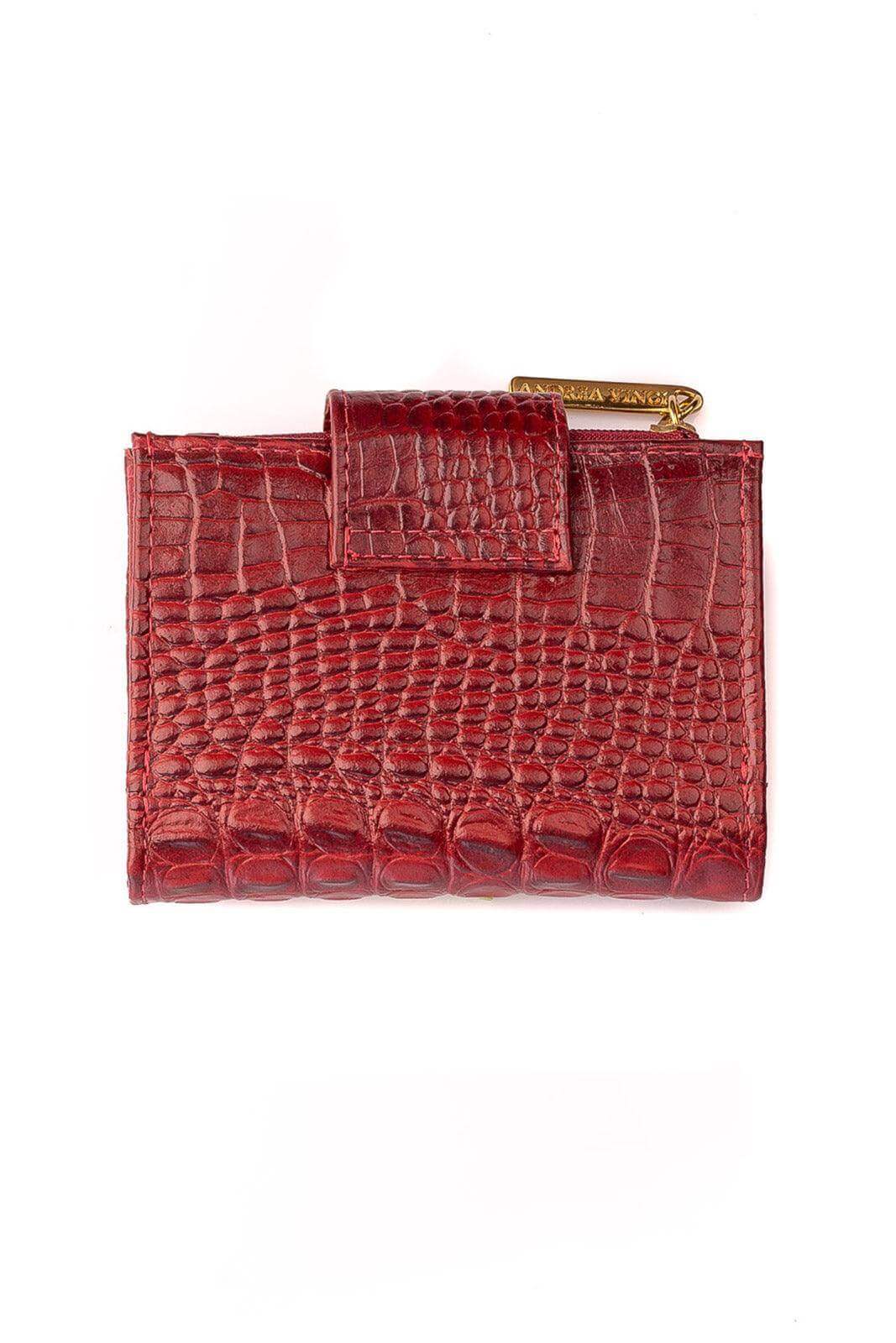 Carteira feminina de couro croco Linna 11x13cm - Enluaze