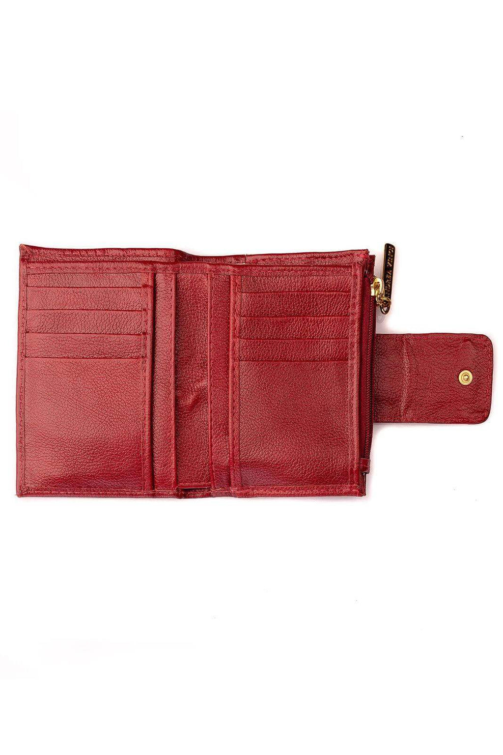 Carteira feminina de couro liso Linna 11x13cm - Enluaze