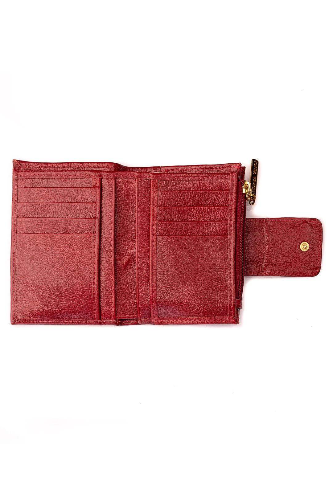 Carteira feminina de couro liso Linna 11x13cm - Enluaze