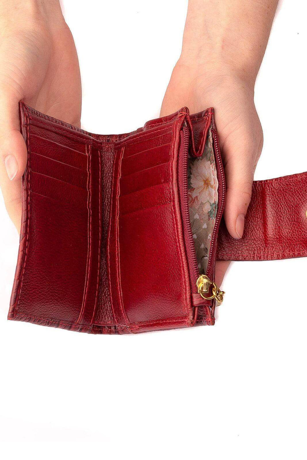 Carteira feminina de couro liso Linna 11x13cm - Enluaze