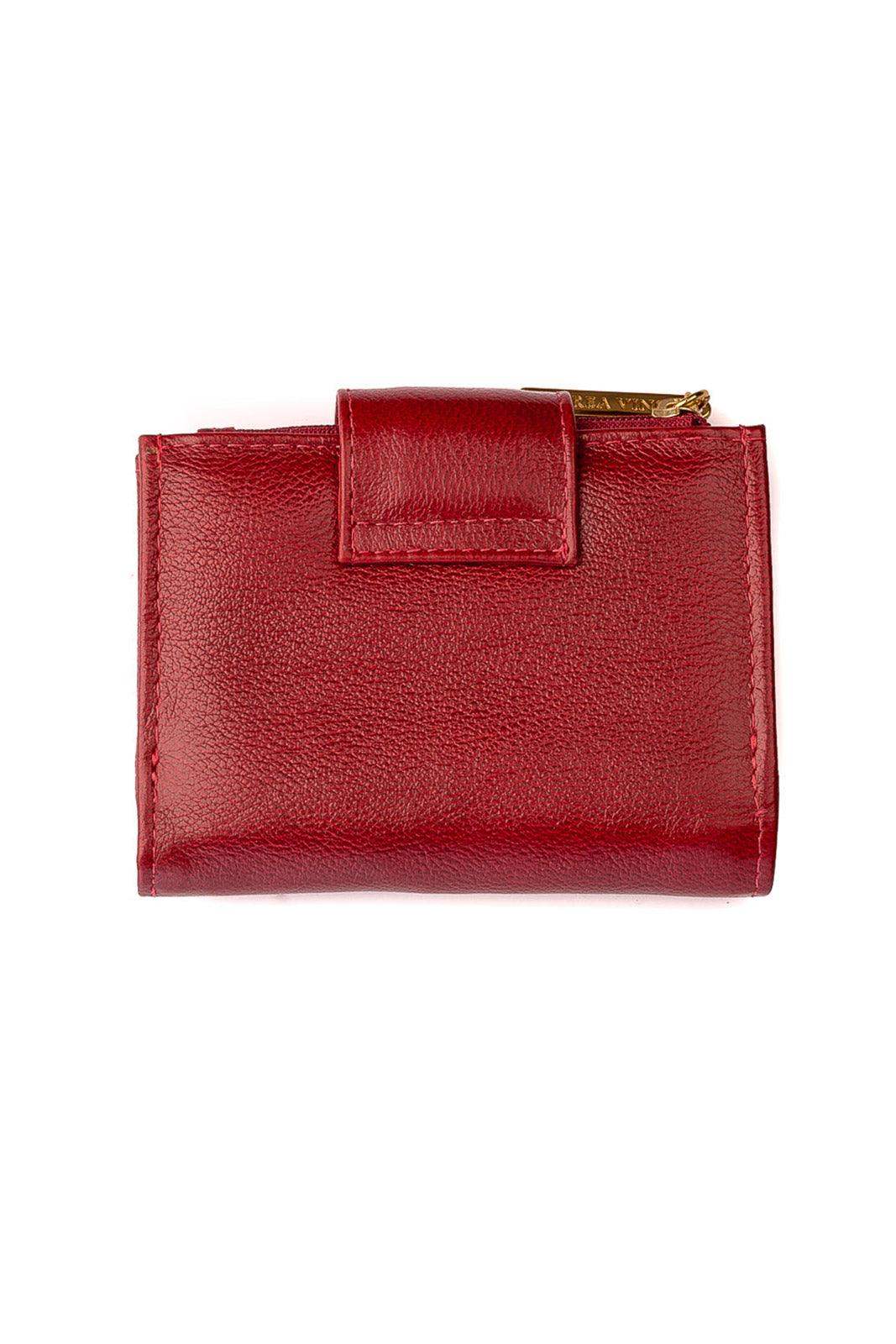 Carteira feminina de couro liso Linna 11x13cm - Enluaze