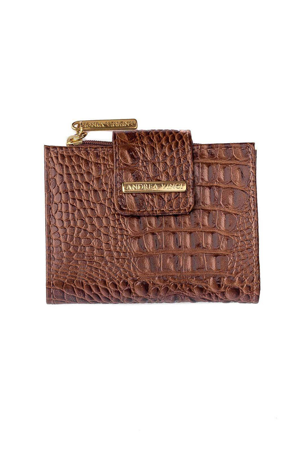Carteira feminina de couro croco Linna 11x13cm - Enluaze