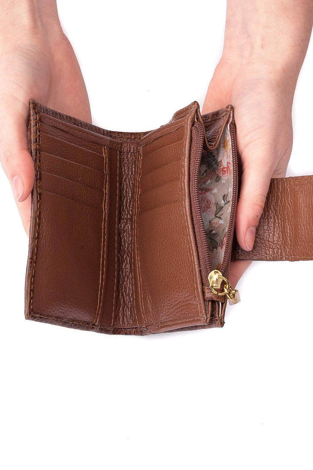 Carteira feminina de couro croco Linna 11x13cm - Enluaze