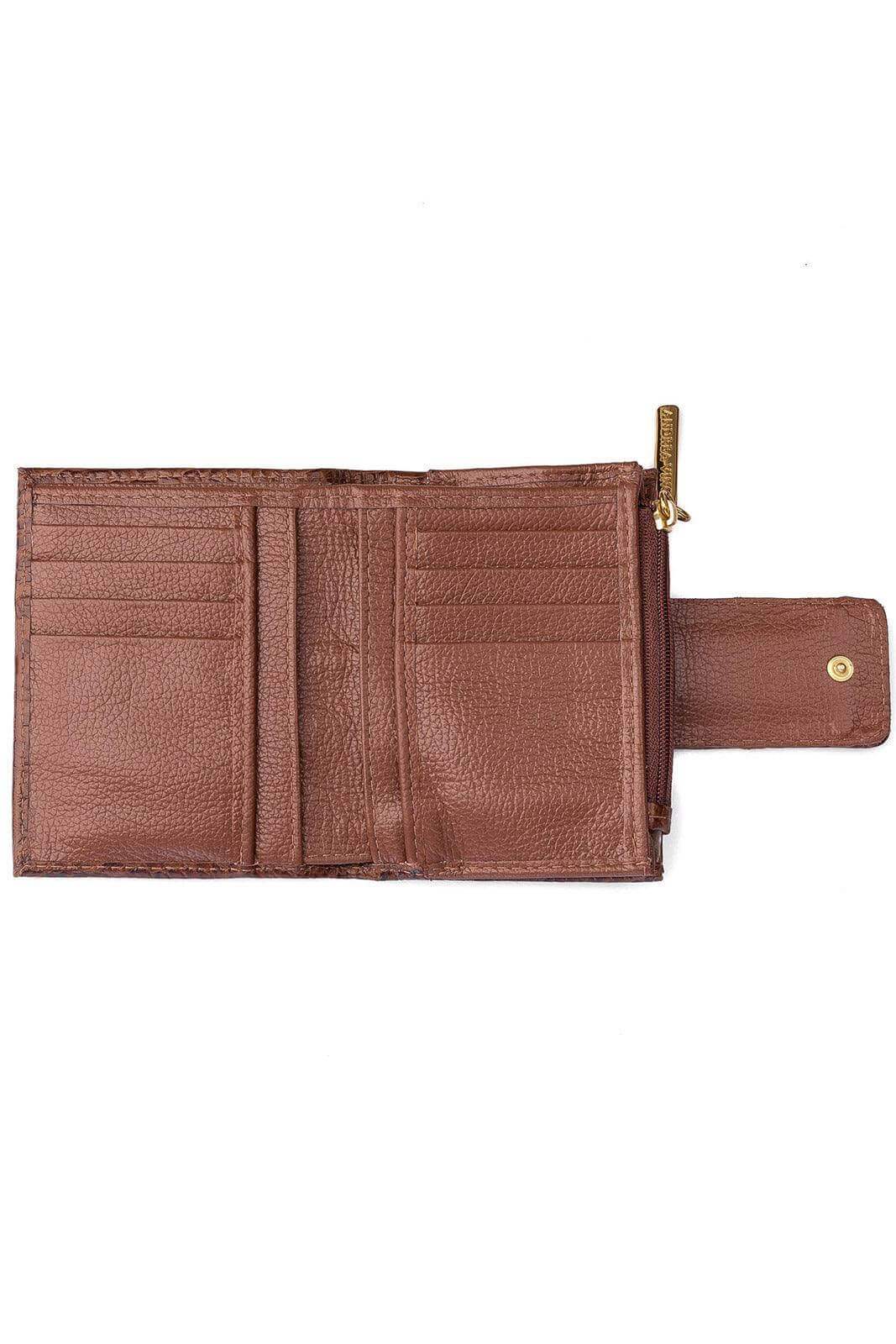 Carteira feminina de couro croco Linna 11x13cm - Enluaze