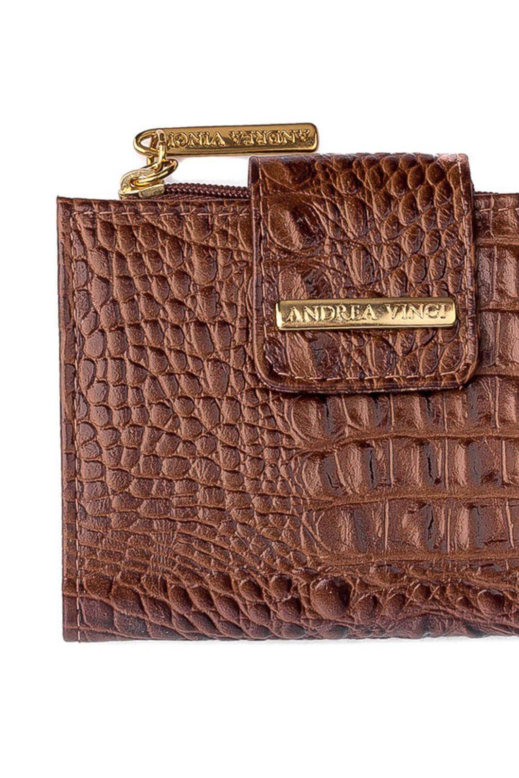 Carteira feminina de couro croco Linna 11x13cm - Enluaze