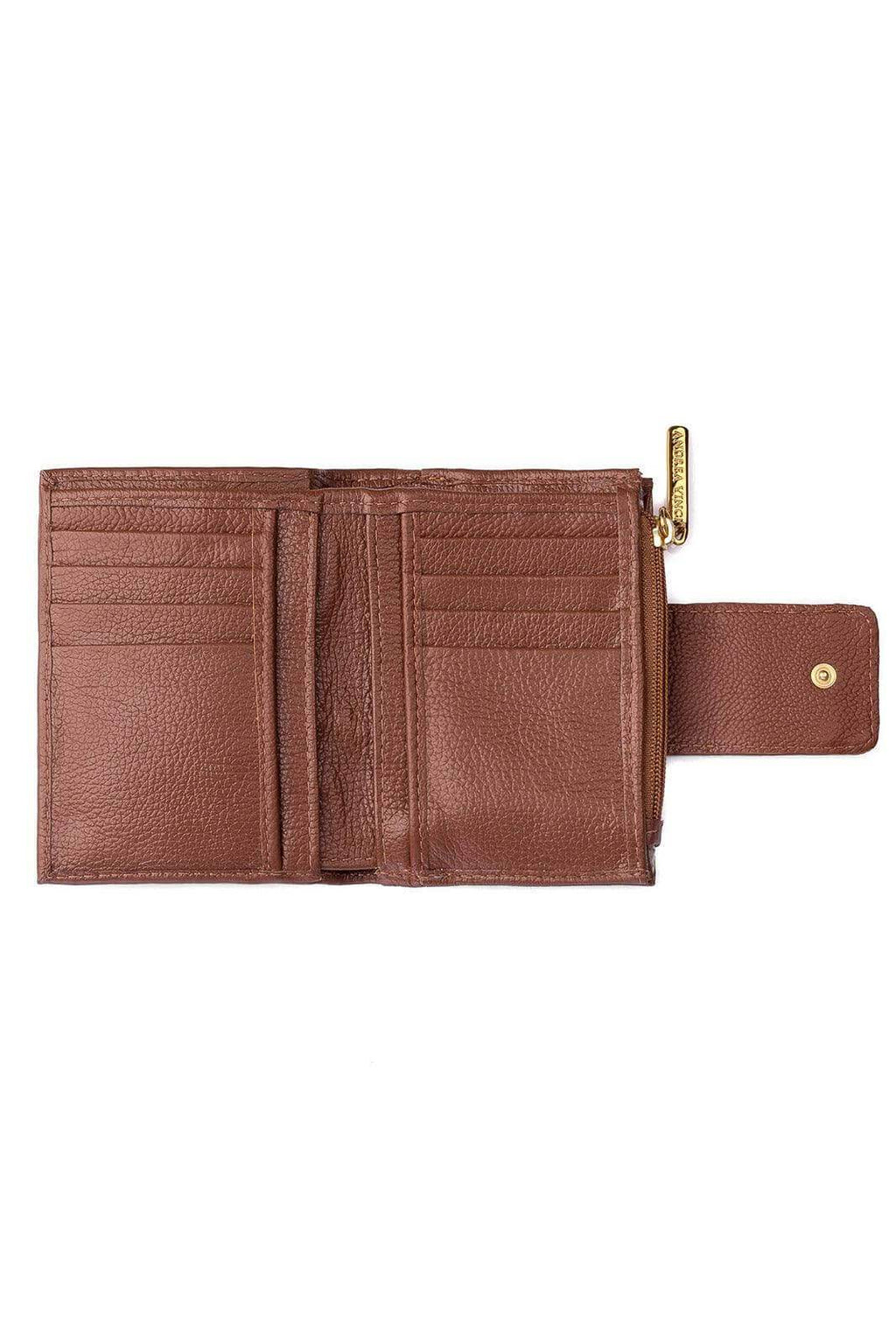 Carteira feminina de couro liso Linna 11x13cm - Enluaze