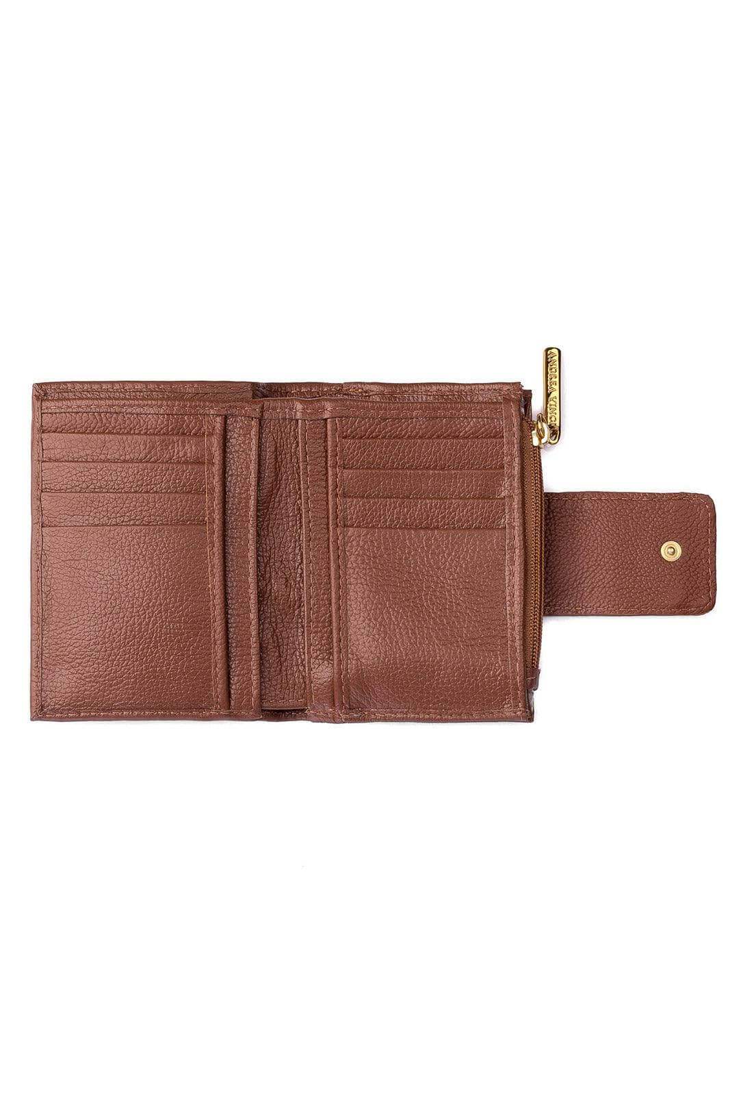 Carteira feminina de couro liso Linna 11x13cm - Enluaze