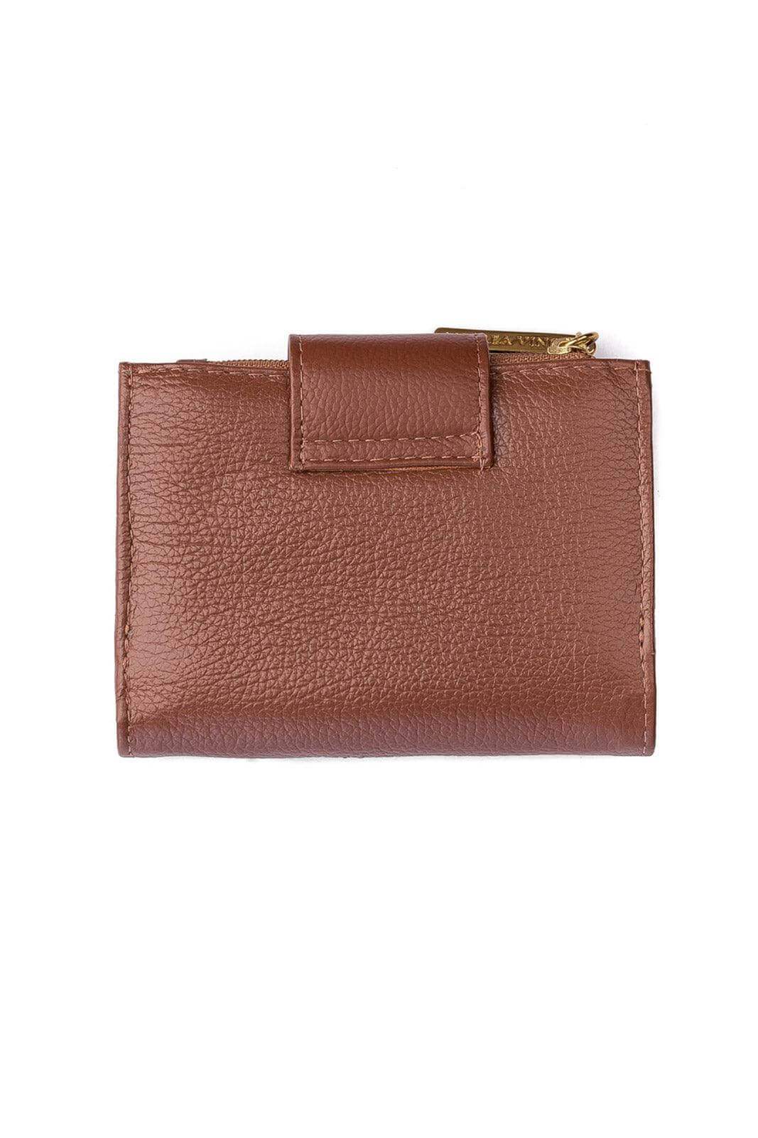 Carteira feminina de couro liso Linna 11x13cm - Enluaze