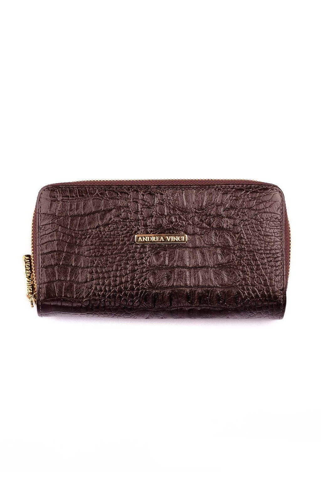 Carteira feminina de couro croco Tinna 10x19cm - Enluaze