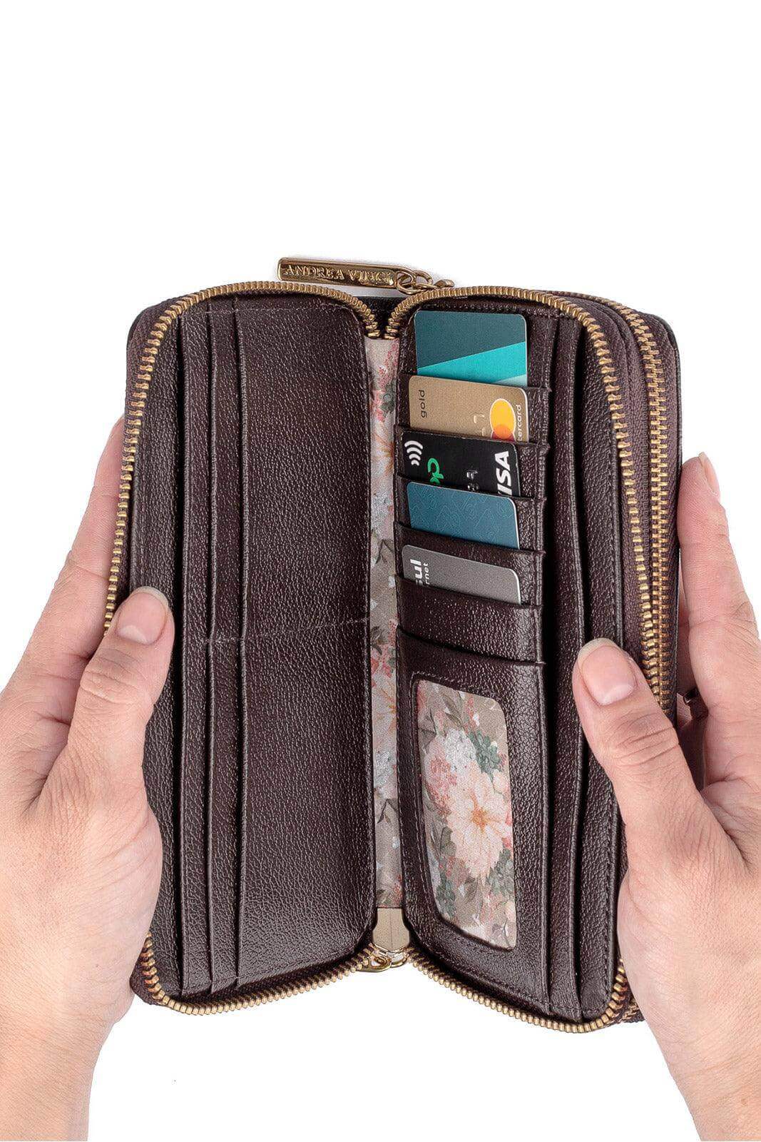 Carteira feminina de couro liso Tinna 10x19cm - Enluaze