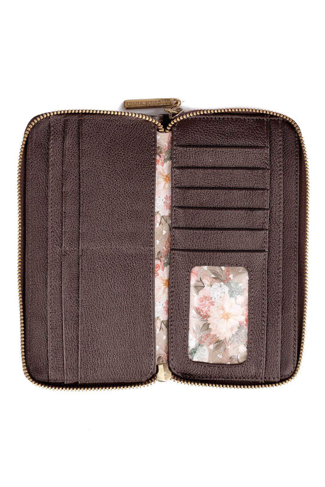 Carteira feminina de couro liso Tinna 10x19cm - Enluaze